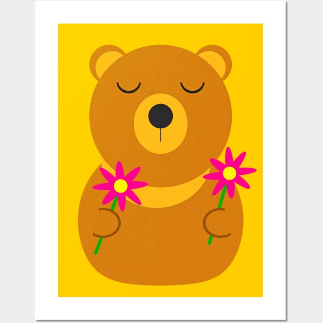 Adorable Flower Teddy Wall Art by This Cute Eel